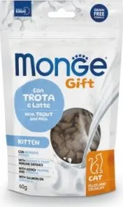 MONGE GIFT Kitten plněné polštářky s pstruhem a mlékem 60g