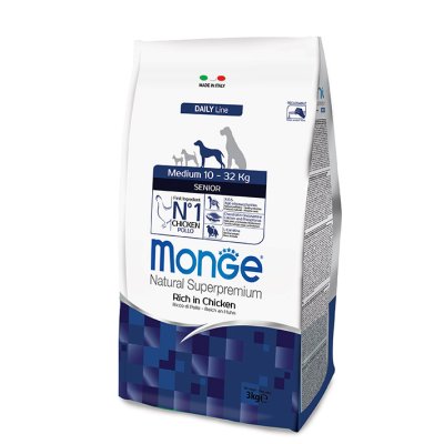 MONGE DOG Medium Senior Kuře, rýže 3kg