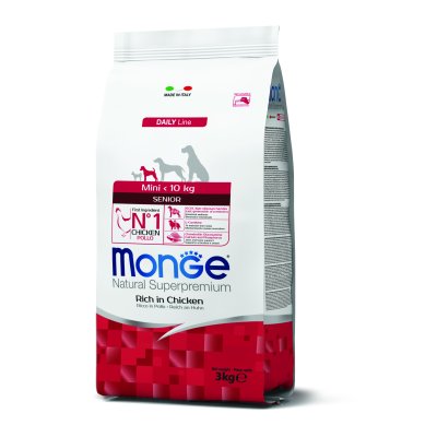 MONGE DOG Mini Senior Kuře, rýže 3kg,