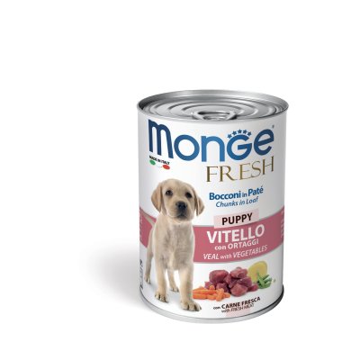 MONGE FRESH DOG Puppy Telecí se zeleninou 400g