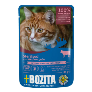 Štístko- Bozita Cat Sterilised kousky v želé s hovězím, kapsička 85 g