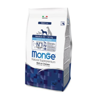 MONGE DOG Medium Puppy & Junior Kuře, rýže 3kg,