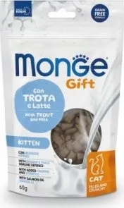 MONGE GIFT Kitten plněné polštářky s pstruhem a mlékem 60g