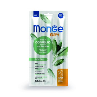 MONGE GIFT Cat Dental jemné tyčinky králík/šalvěj 15g