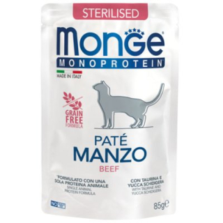 MONGE Monoprotein Sterilised Cat PATÉ kapsička hovězí 85g