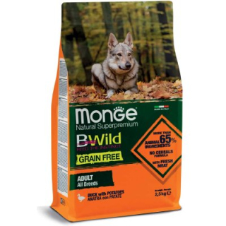 MONGE BWILD Dog Adult - Grain Free - Kachna s bramborem 2,5kg