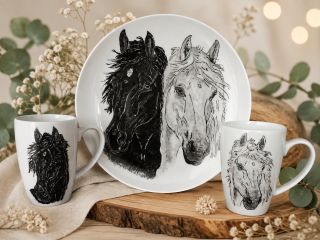 Ručně malovaná porcelánová sada – Koně
